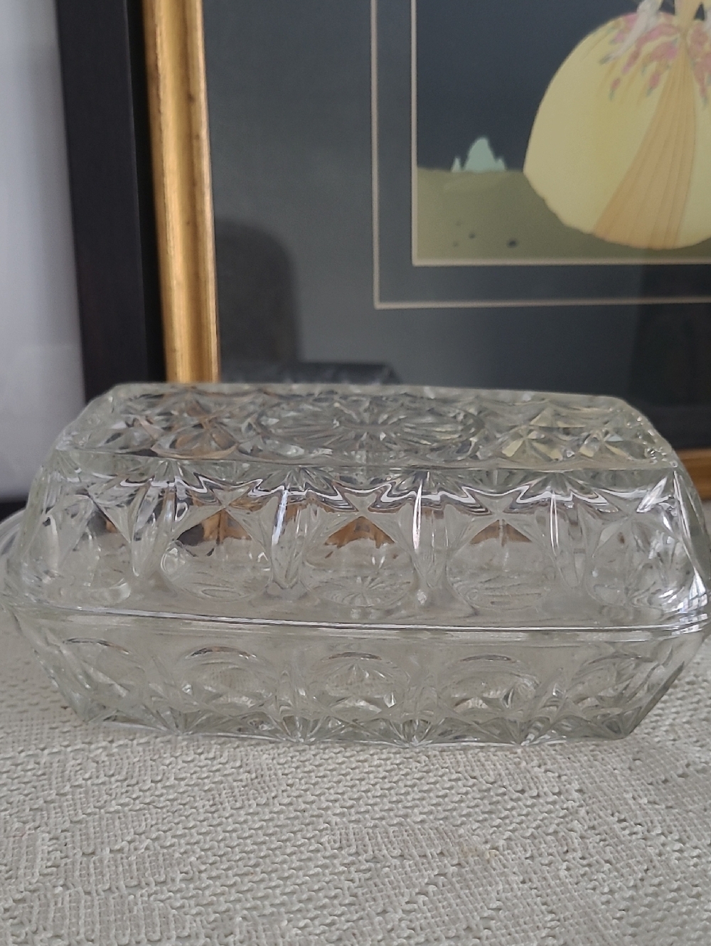 Starburst Glass Butter Dish
